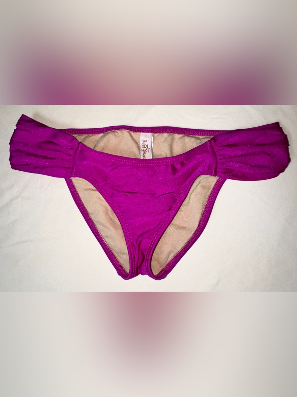 Luli Fama Vibrant Magenta Ruched Side Bikini Bottoms